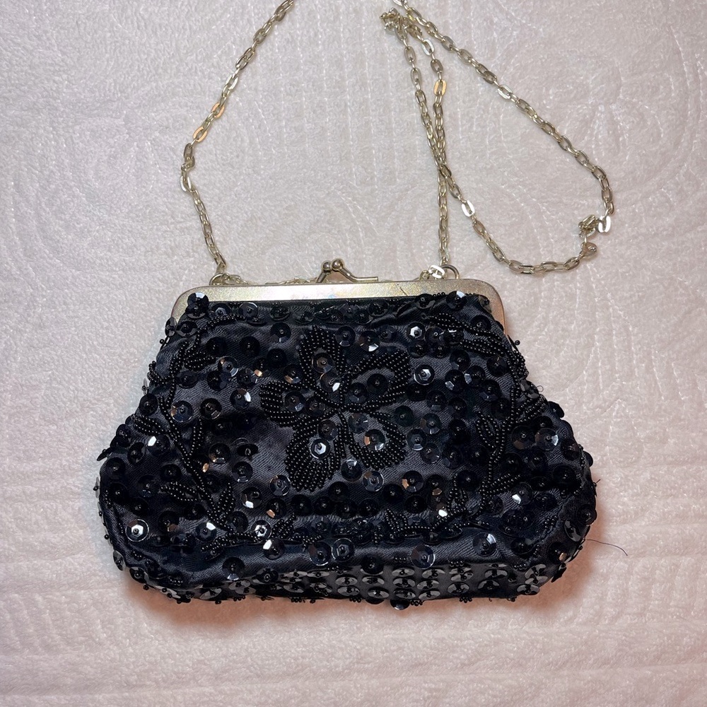The arts bag vintage Elegant Black Beaded Mini Bag
